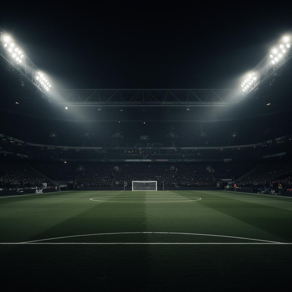 Football stadium at night under floodlights